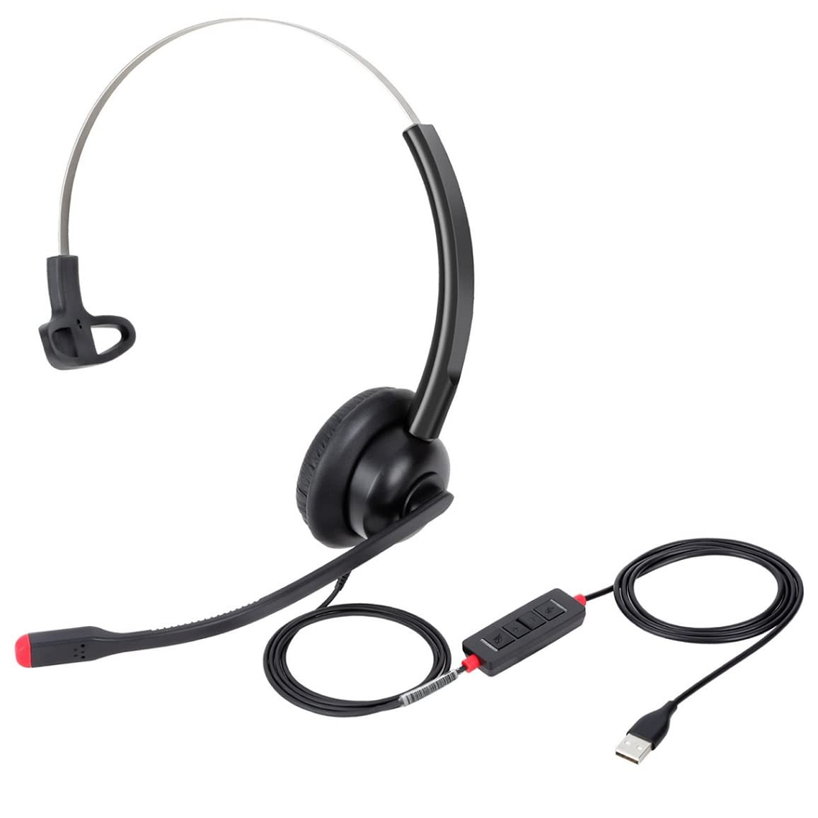 USB Headset with Microphone for PC Laptop Computer Headphone H360M, Black