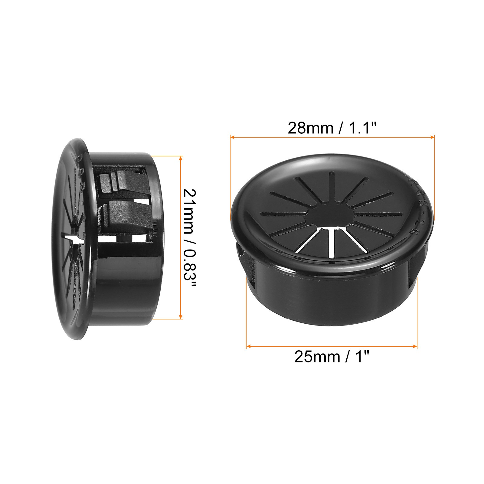 Bushing Grommet Protector Wire Hole Plug - 25mm Mount Dia / Black / 8 Pcs