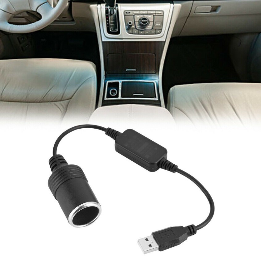 USB Port 12V Car Voltage Conversion Line Socket Power Adapter Charger Cable Line