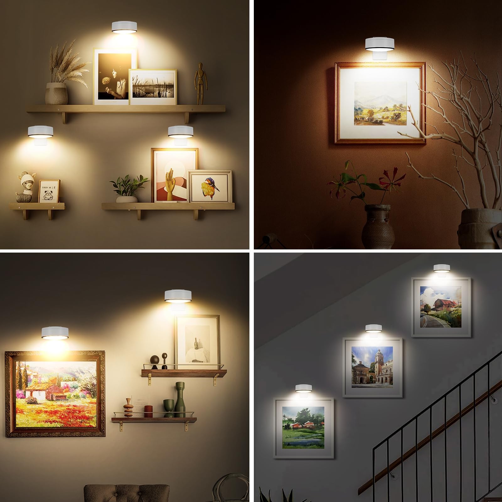 3Pcs Battery Picture Lights, Remote Painting Light for Art Disaplay,Magnetic ...