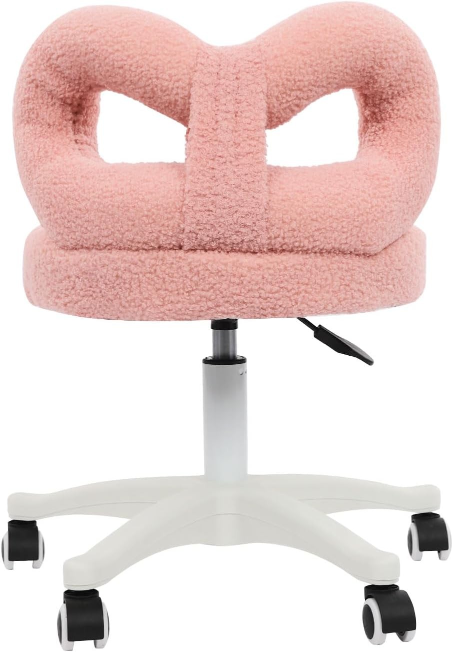 360�� Pink Swivel Computer Chair Height Adjustable Chairs with Wheels and Back