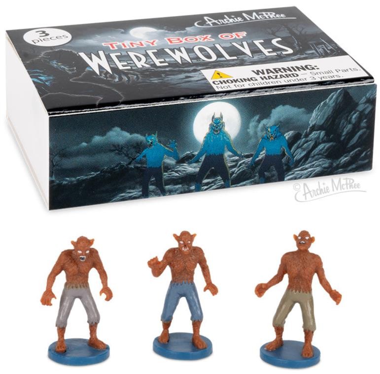 Mini Werewolve Figurines in Matchbox – 3-Piece Monster Toy Set by Archie McPhee