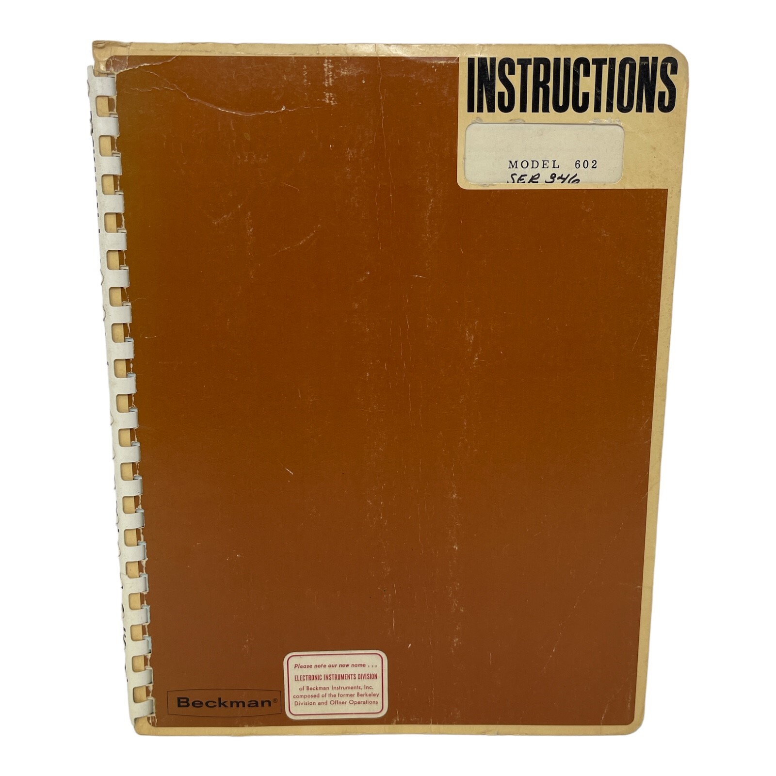 BECKMAN MODEL 602 INSTRUCTION MANUAL