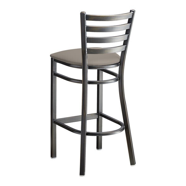 10 PACK Distressed Copper Ladder Back Metal Restaurant Barstool With Gray Vinyl