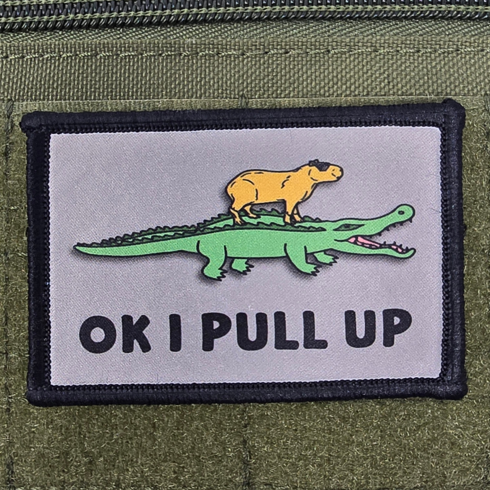 Capybara Patch Ok I Pull Up Moral Tactical Military Army USA Flag Hook & Loop