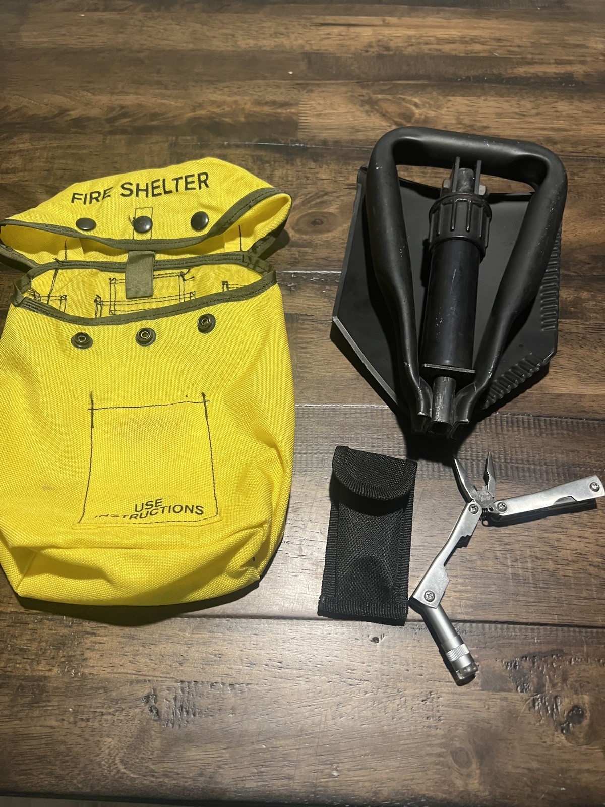 FSS Wildland Firefighter Fire Shelter Pouch with shovel and multi tool.