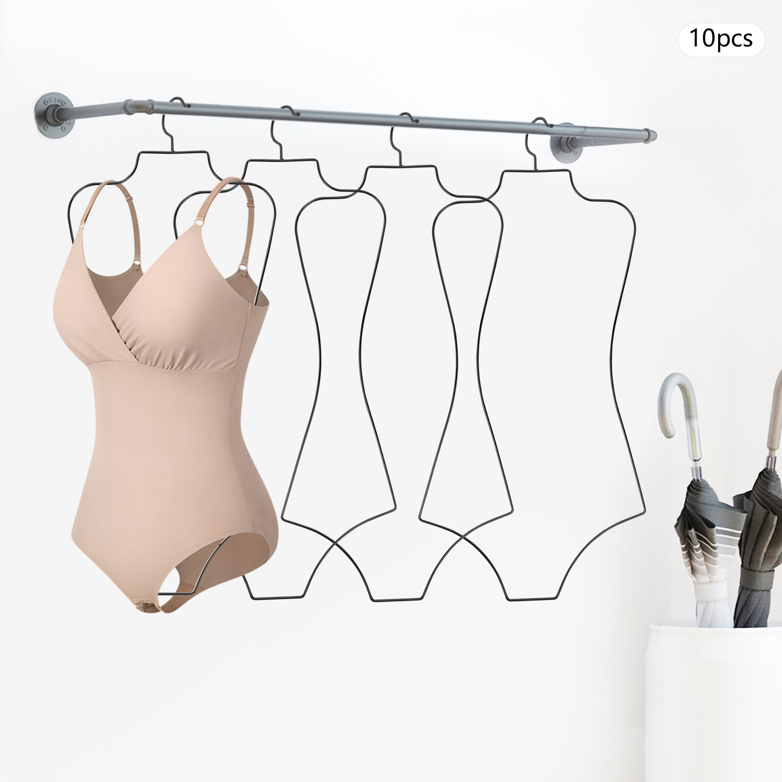 Black 10PCS Swimsuit Display Hangers, Curved Body Shape Design