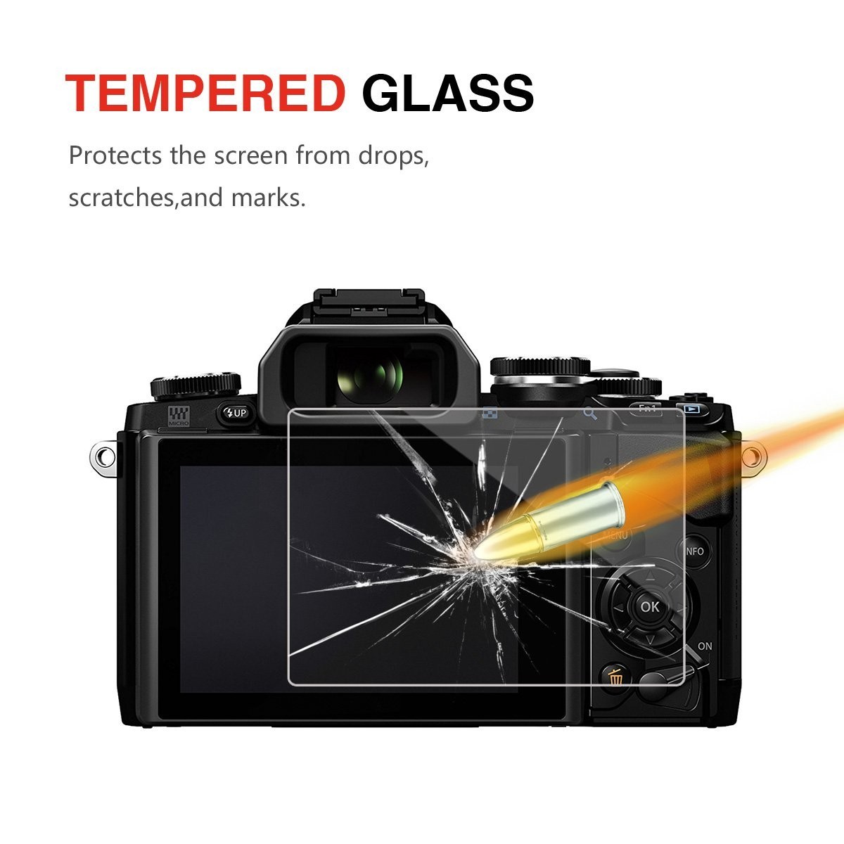 3-Pack Tempered Glass Screen Protector for Olympus OM-D E-M10 E-M5 PEN-F E-PL Se