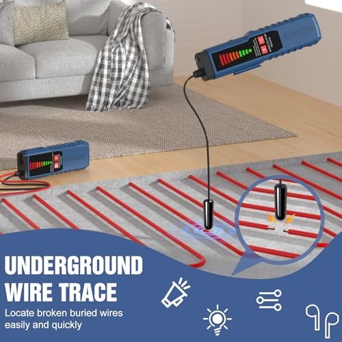 F04 Underground Wire Locator, Cable Locator with Earphone, Buried Wire