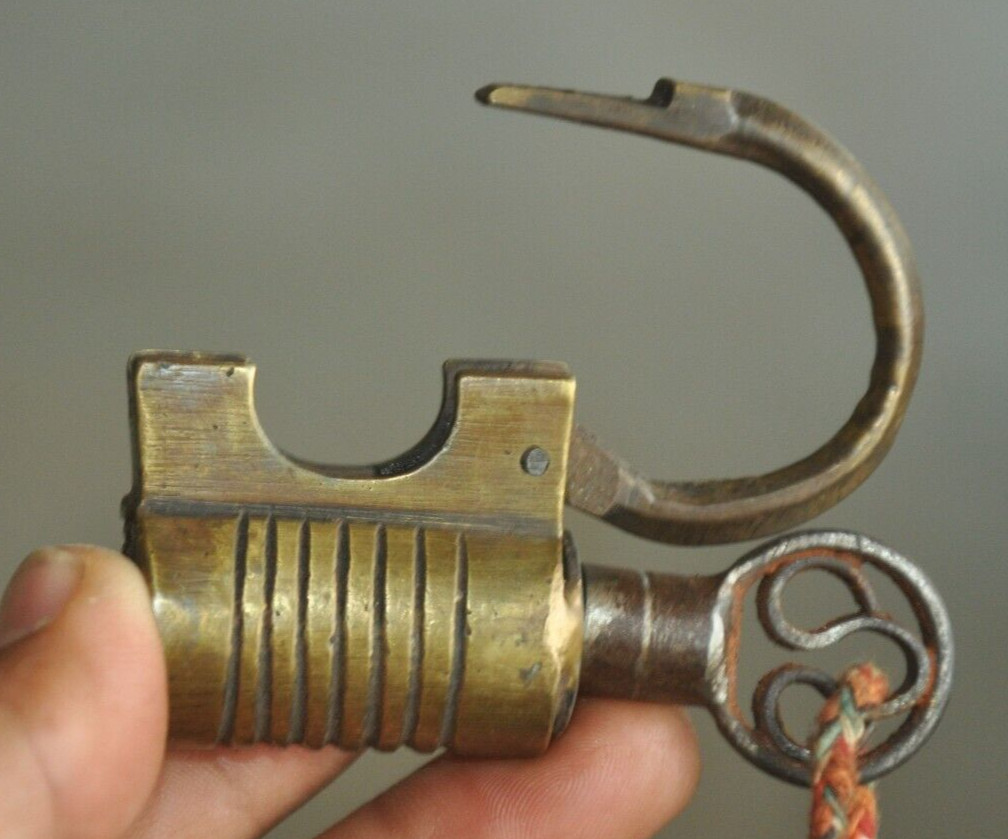 4 Pc Vintage Brass & Iron Handcrafted Different Small Unique Screw Padlocks