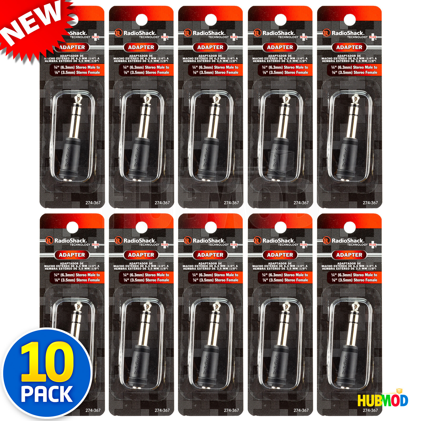 10 x RadioShack 6.3mm Male 3.5mm Female Headphone Stereo Jack Audio Plug Adapter