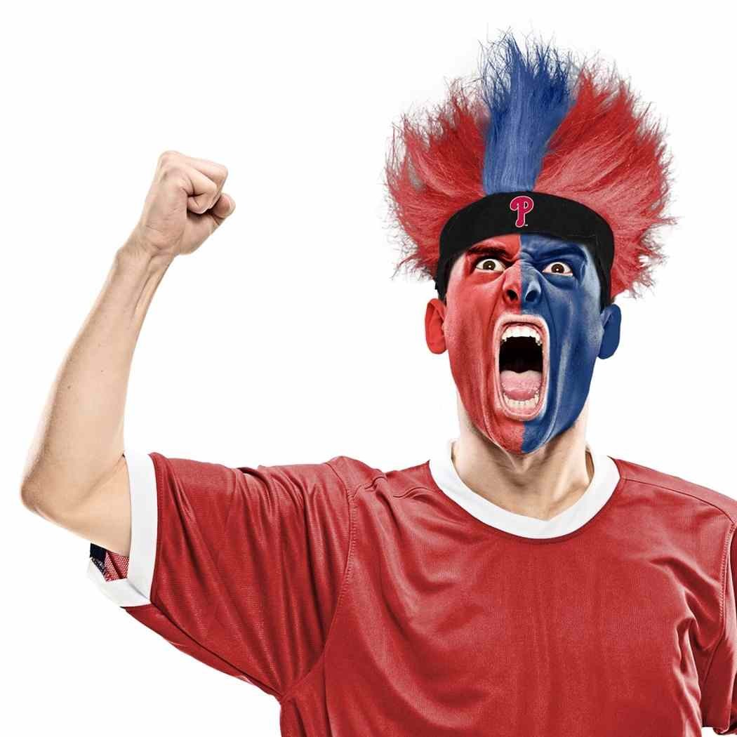 Philadelphia Phillies Fuzz Head Wig MLB Baseball Sports Adult Costume Accessory