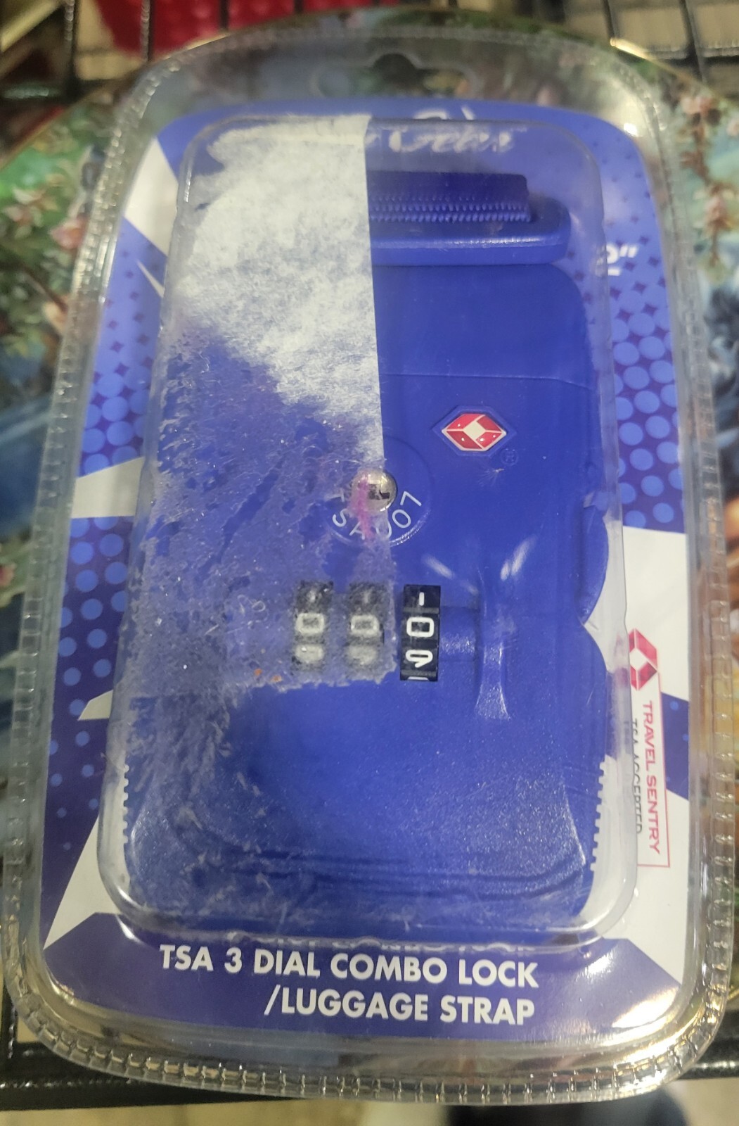 Sky Gear TSA 3 Dial Combo Lock / Luggage Strap Blue, New!