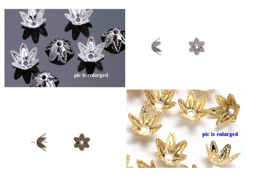 100 Ornate Metal Star Bead Caps Silver Gold Gunmetal and Ant Gold Plated 7MM