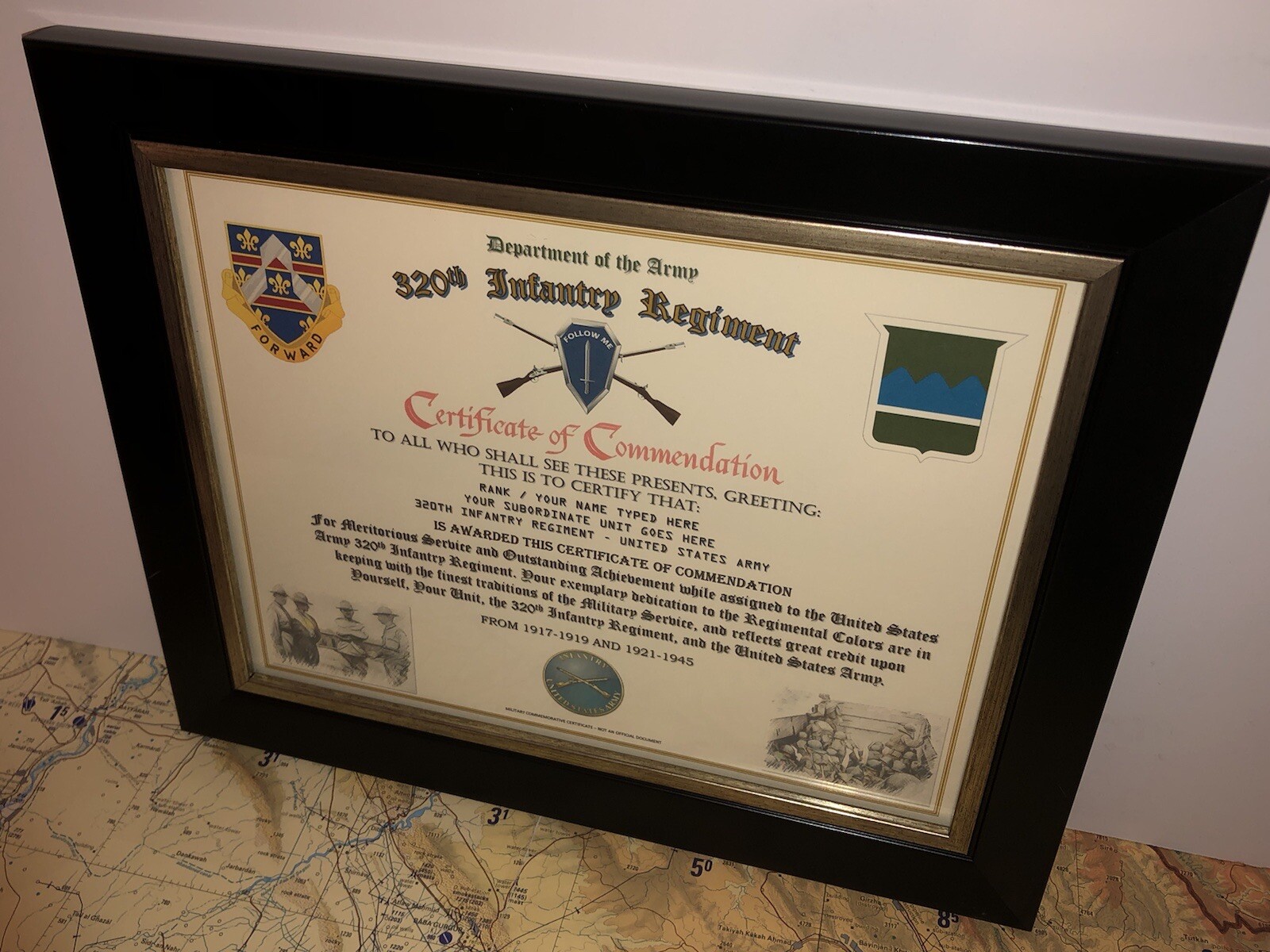 320TH INFANTRY REGIMENT / COMMEMORATIVE - CERTIFICATE OF COMMENDATION