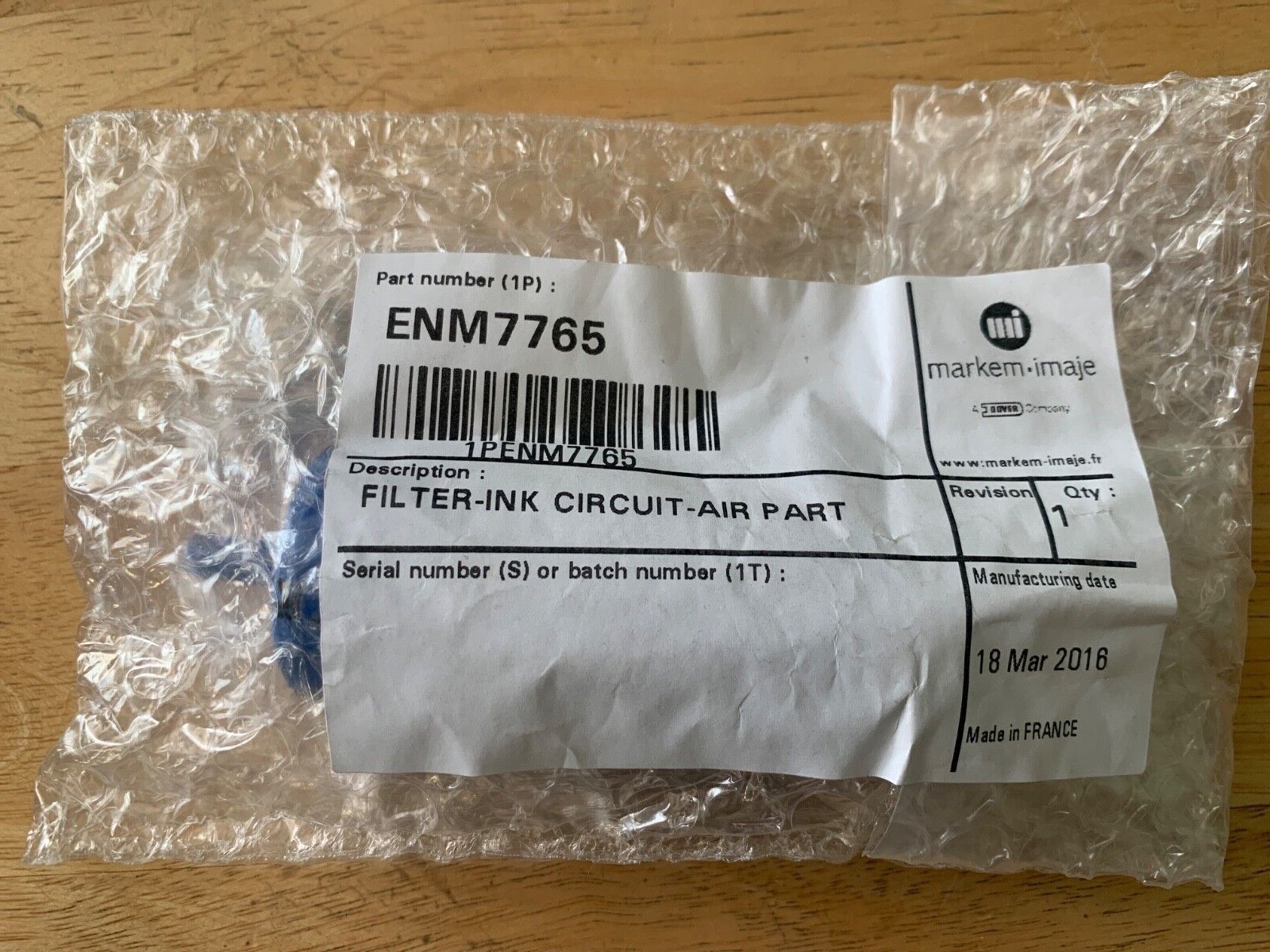 markem imaje ENM7765 Filter-ink Circuit-Air Part