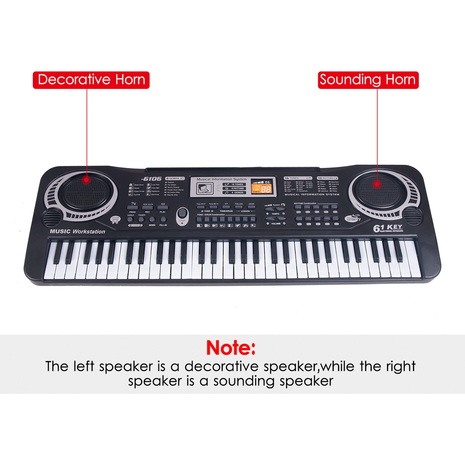 Kids Portable 61 Key Keyboard With Microphone Musical Instrument Learning Toy