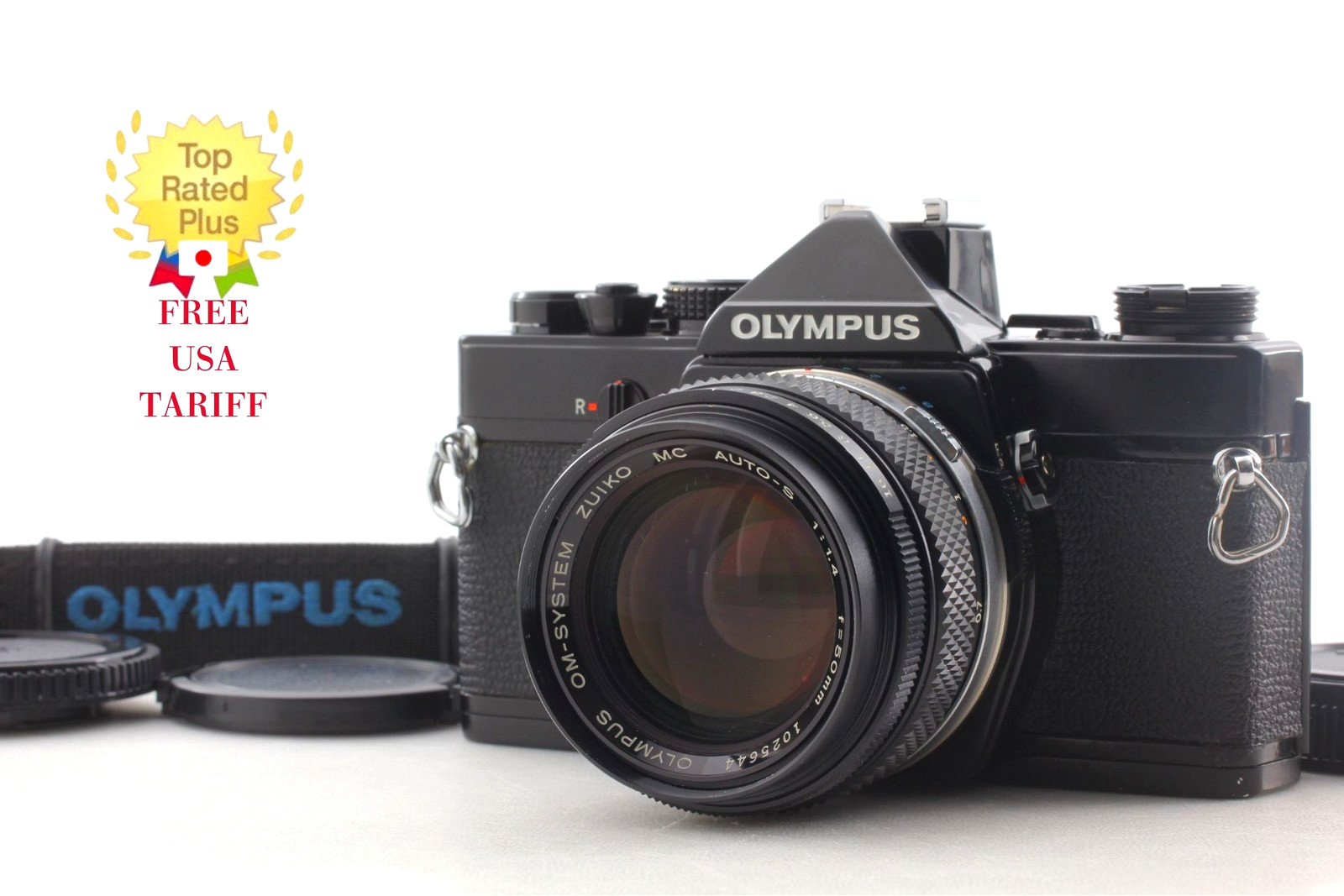 [Near MINT] Olympus OM-1 Black 35mm Film Camera Zuiko 50mm f/1.4 Lens From JAPAN