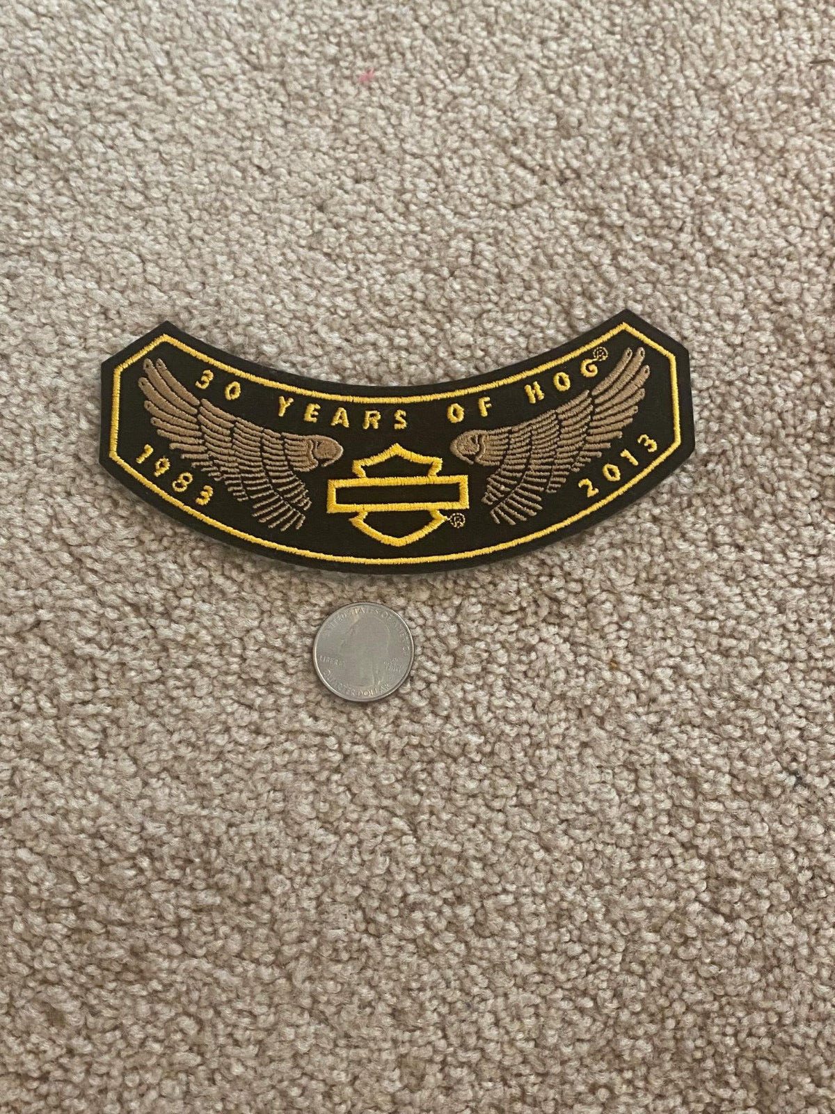 Harley Owners Group HOG patch 2013 - black with yellow outline - 30 years