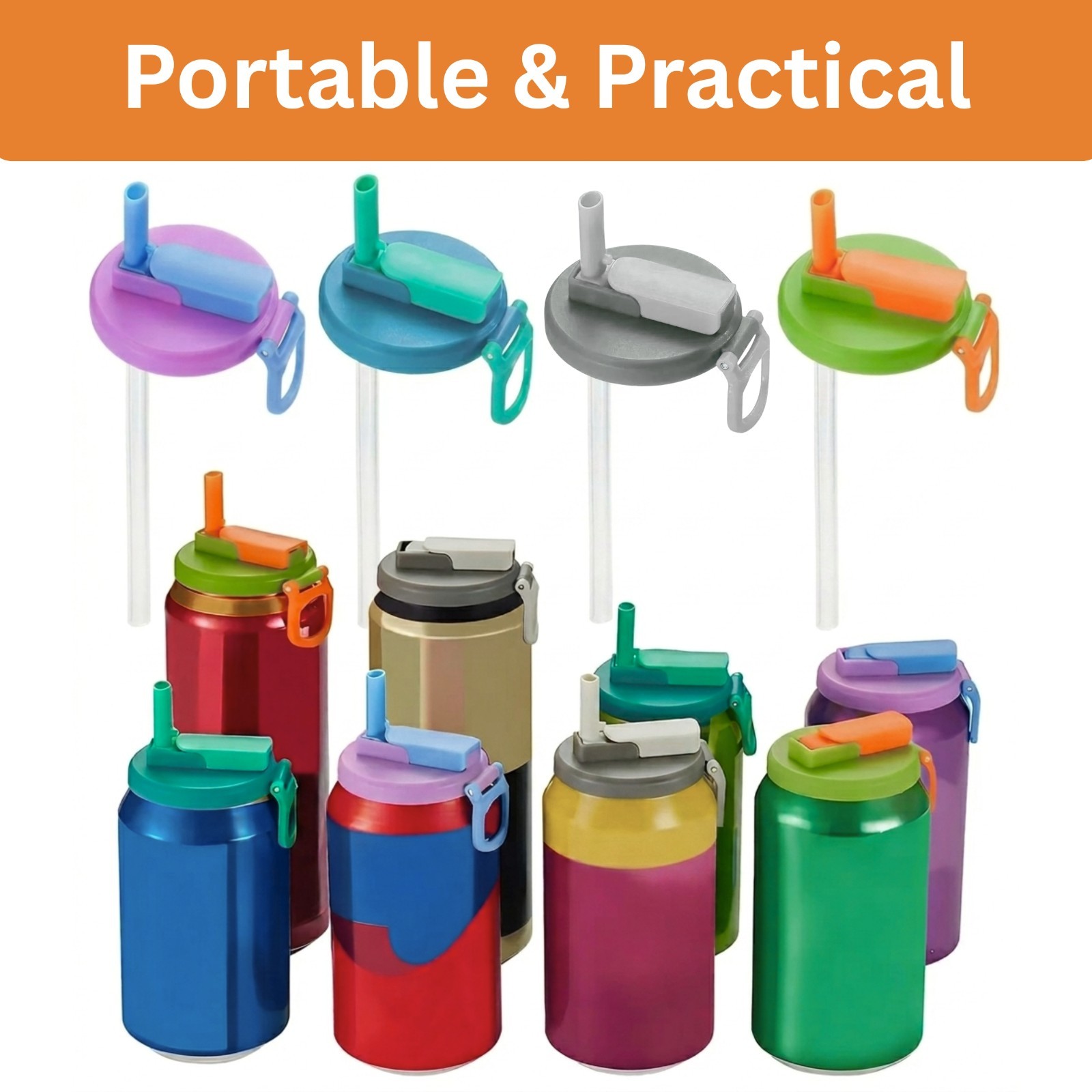 Portable Straw Lid Water Bottle Leakproof BPA Free Reusable Tumbler Travel Sport