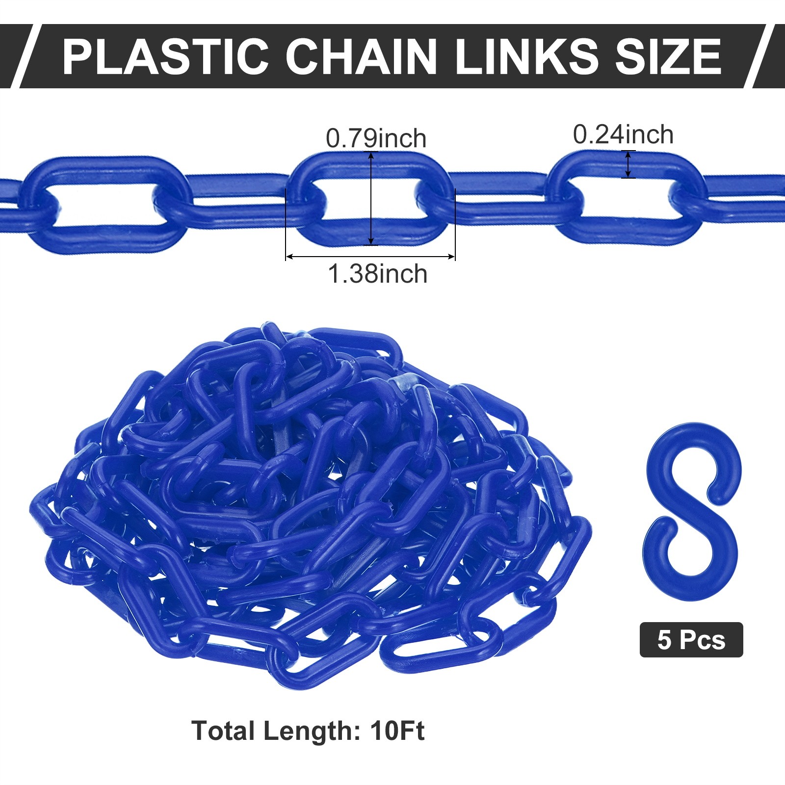 Blue Plastic Chain 10 ft 6mm Safety Barrier Chain