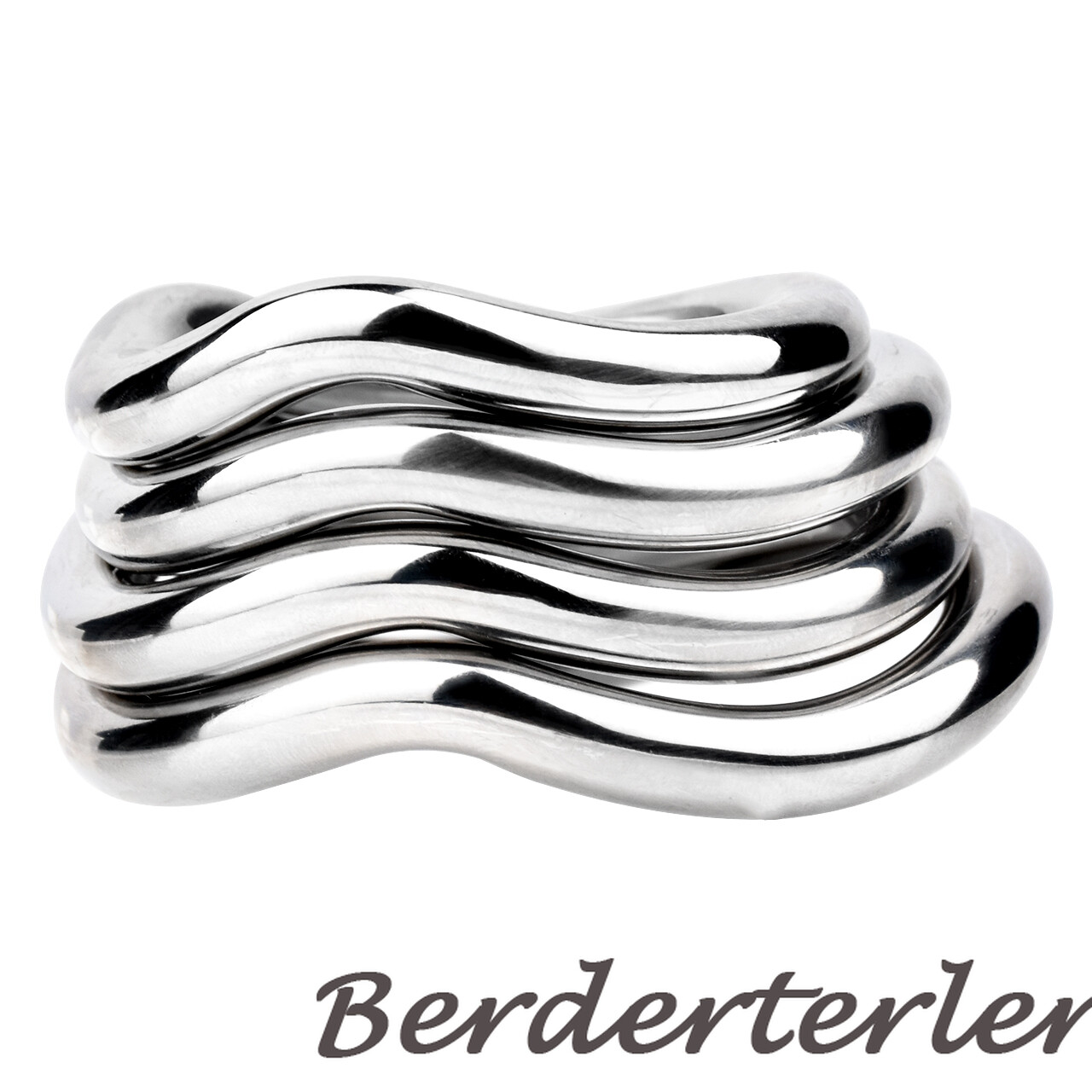 Chrome Golden Metal Rings Delay Ejaculation Curved Rings for Men Ball Stretcher