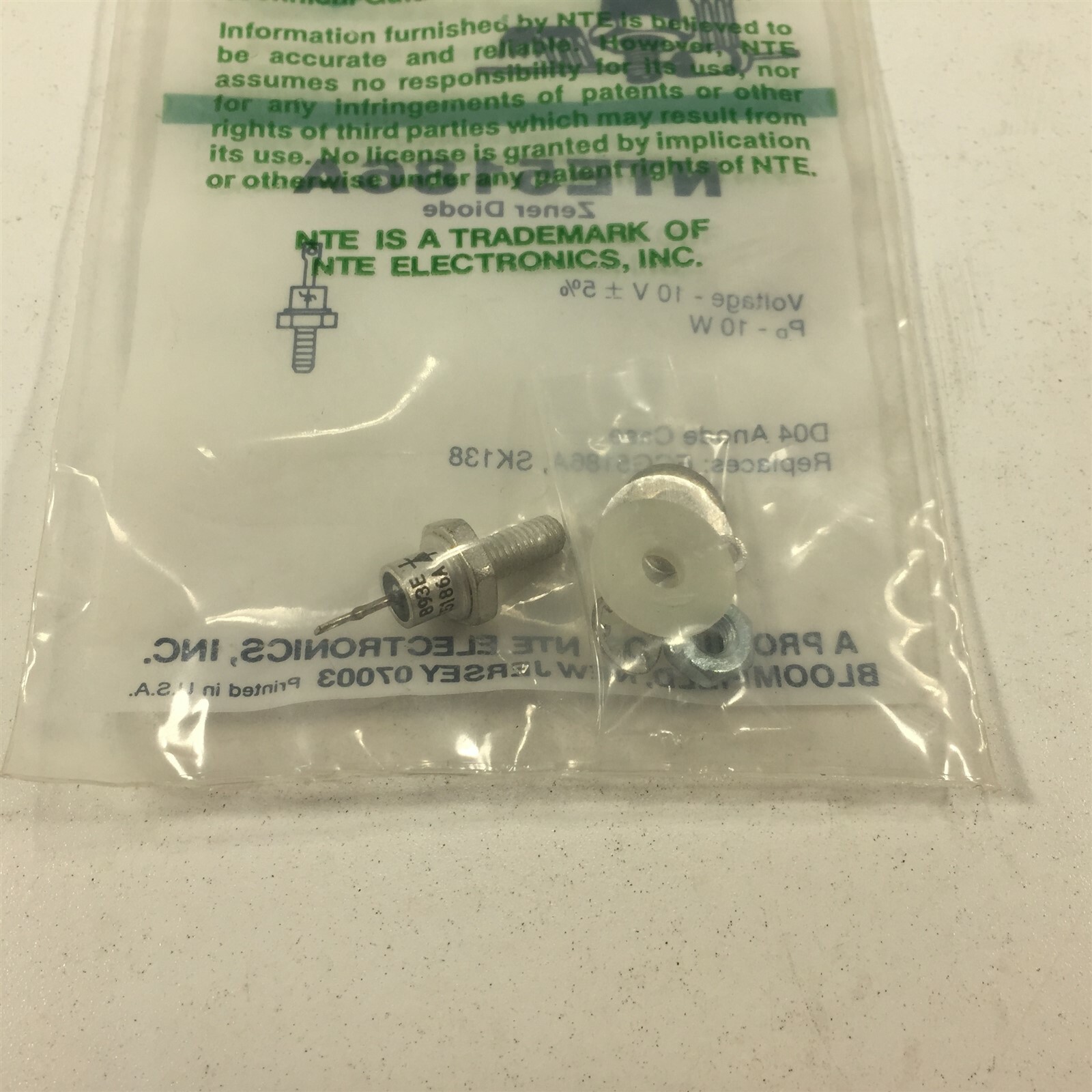 (1) NTE NTE5186A Zener Diode, 10 Watt
