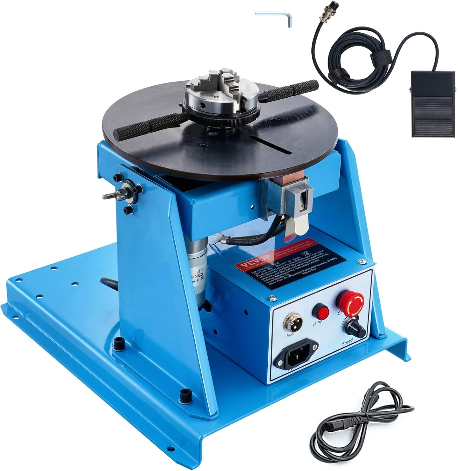10KG Rotary Welding Positioner with 3-Jaw Chuck, 0-90° Adjustable Turntable