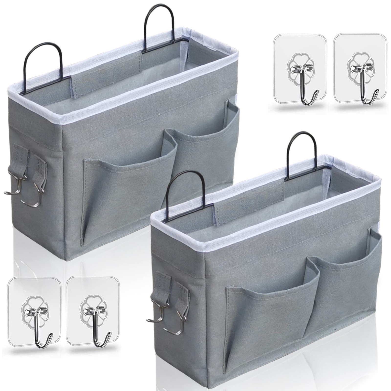 Kanrichu 2pcs Middle Wall Hanging 3.9D x 11W x 7.5H in, Gray-Middle (2 pcs)