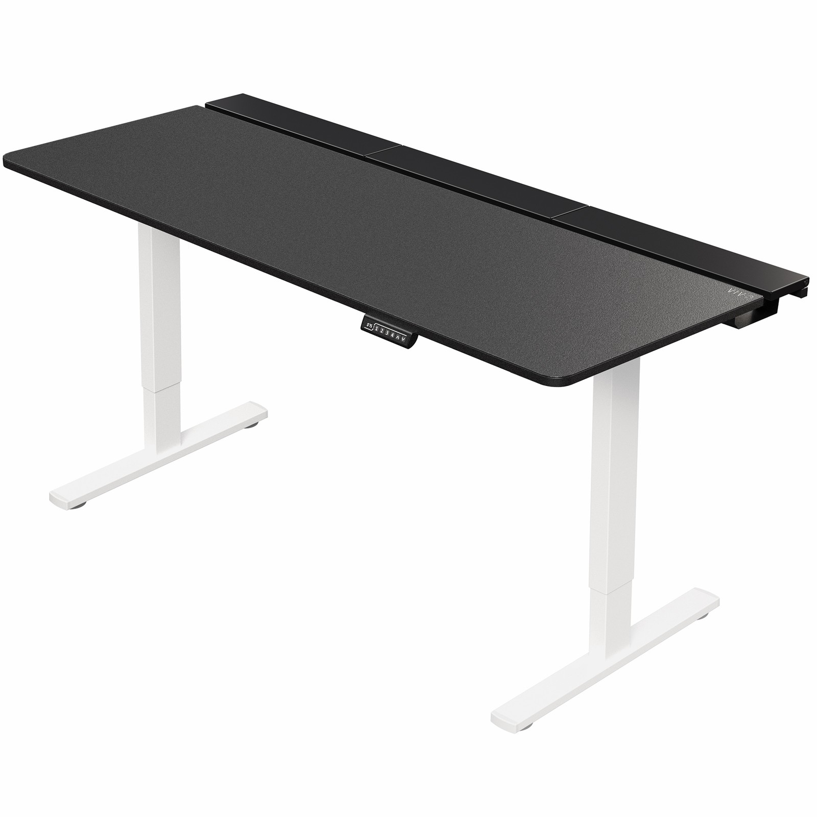 VIVO Electric 71" x 30" Desk, Full Pad, Black Hidden Cable Tabletop, White Frame