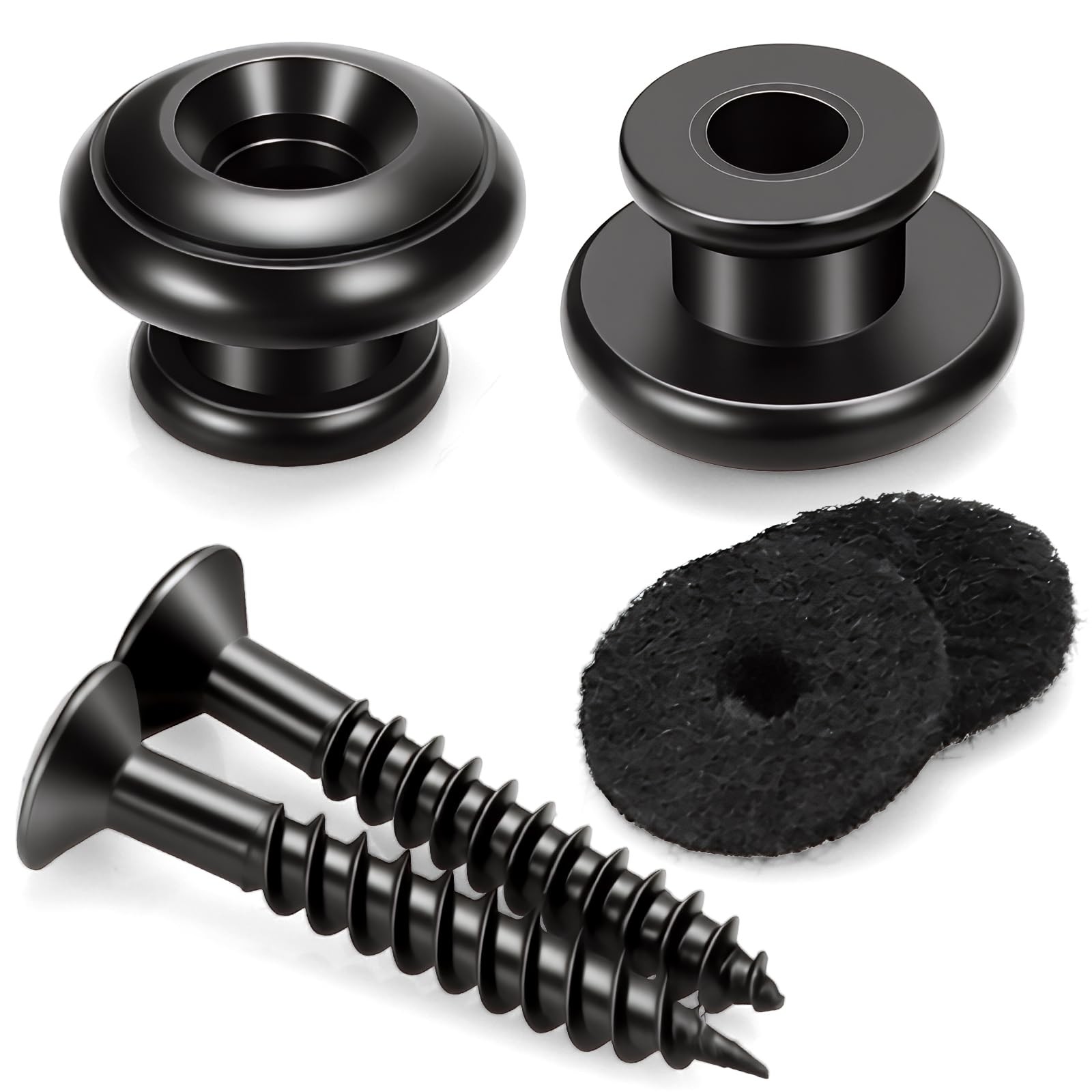 2 PCS Guitar Strap Locks Buttons, Mushroom Style Lock Black