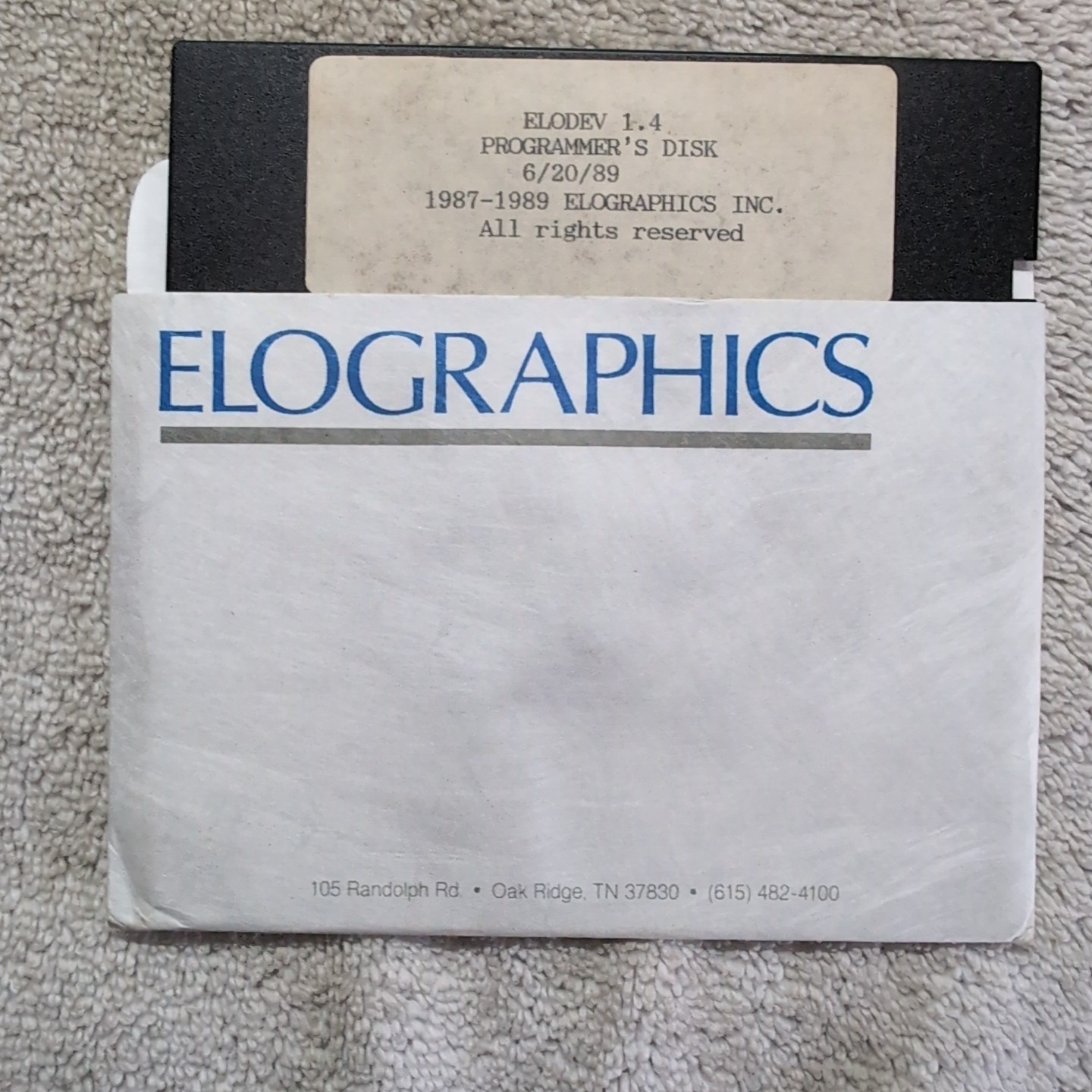 Elodev 1.4 Programmer's Disk 1989 Elographics PC MS-DOS 5.25" Floppy