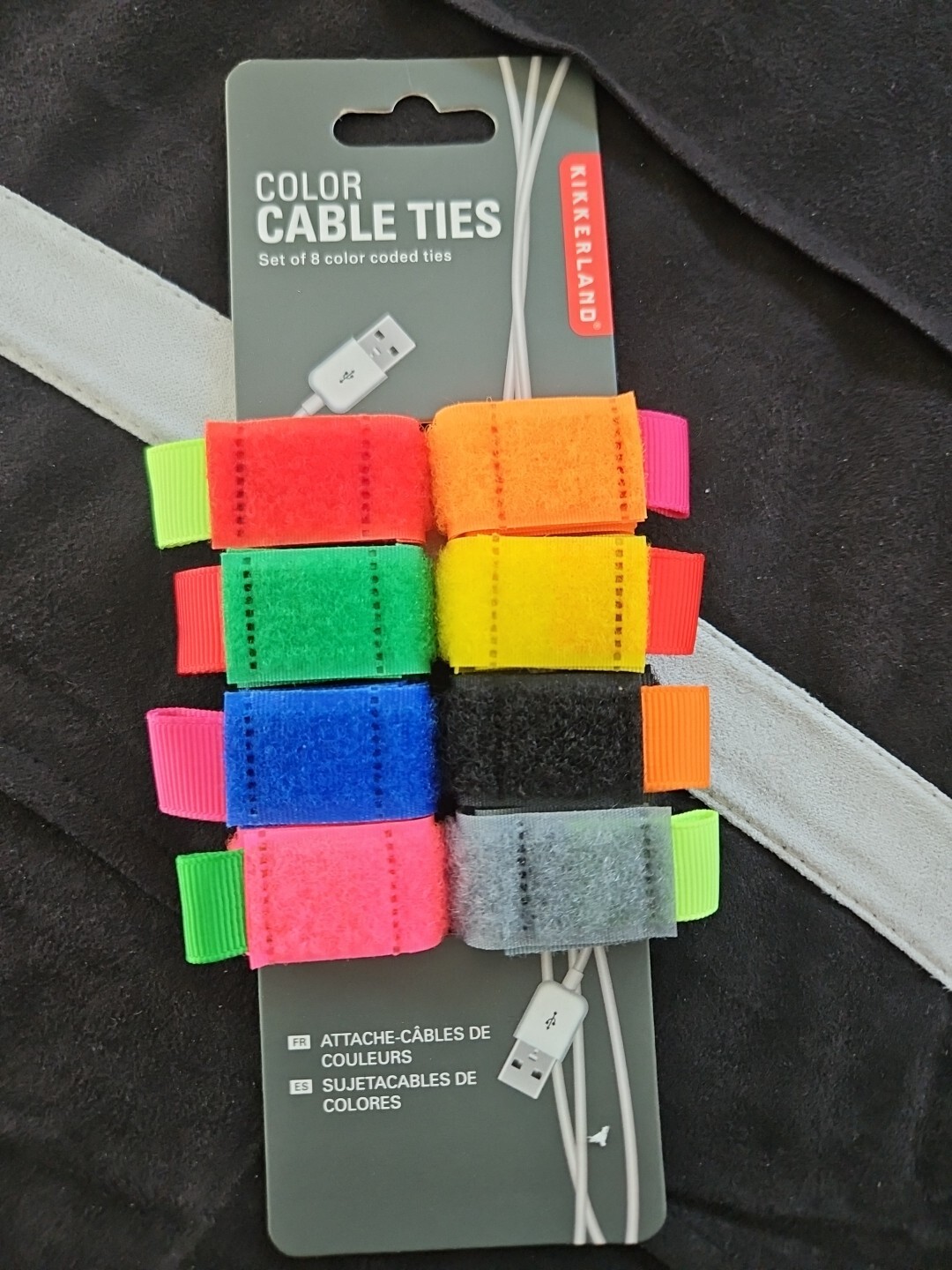 Kikkerland Set of 8 Color Coded Cable Ties NEW Free Shipping