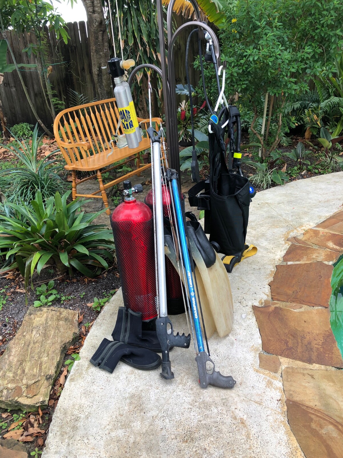 scuba diving equipment and spearguns