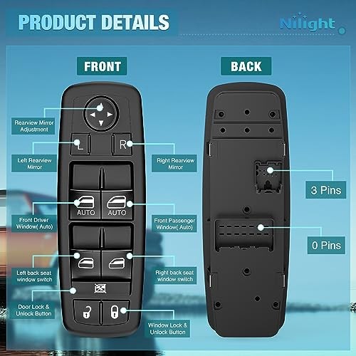 Power Master Window Switch Compatible Grand Caravan&Town & Country 2012-2017