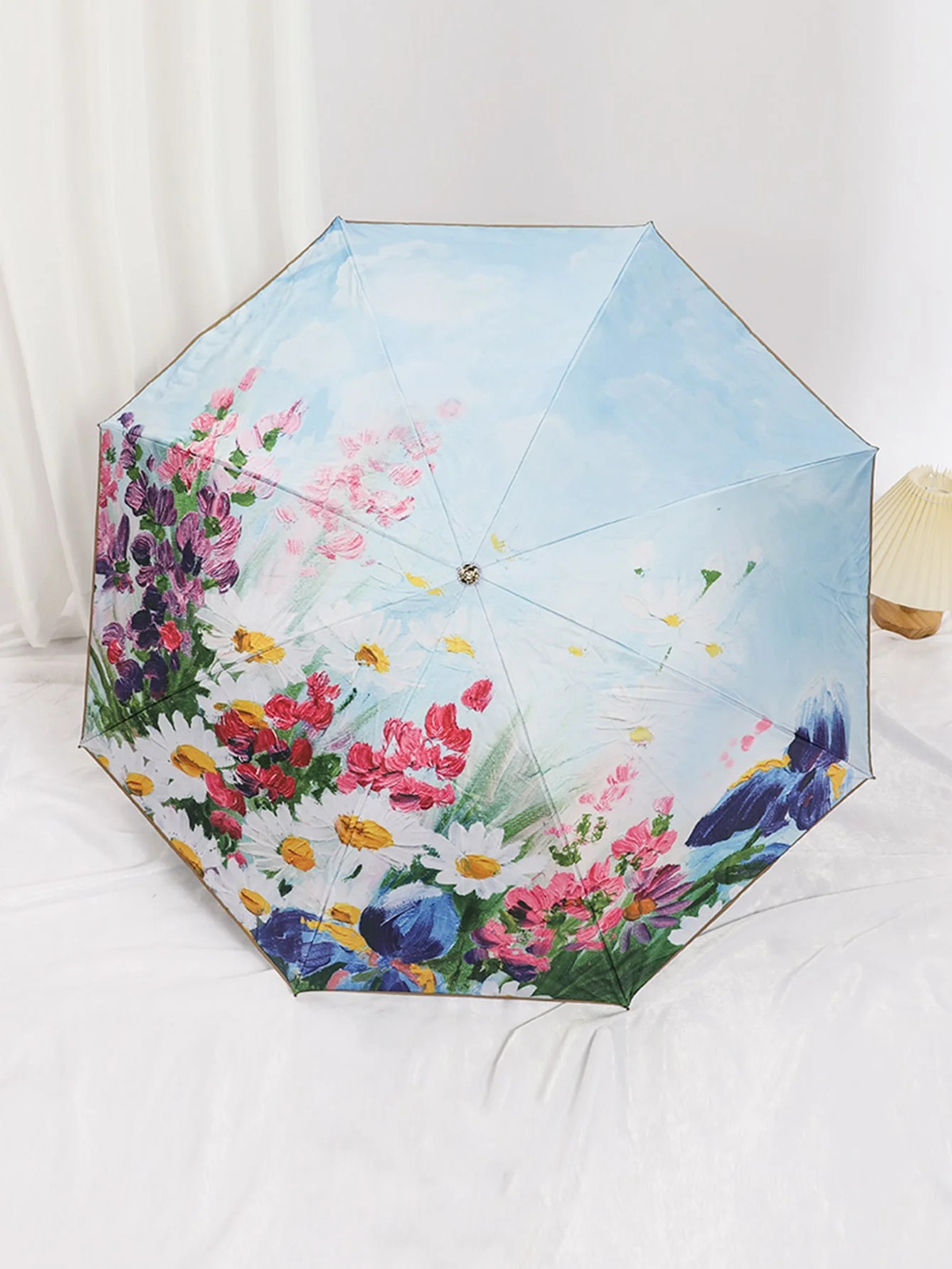 UV resistant women's sunny and rainy dual-purpose daisy double-layer black glue