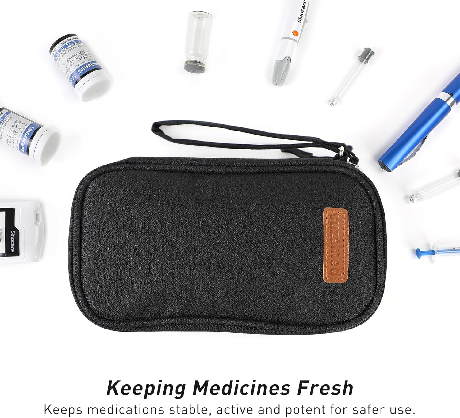 Insulin Cooler Travel Case, Double Layer Medicine Kit Diabetes Travel Case, Port