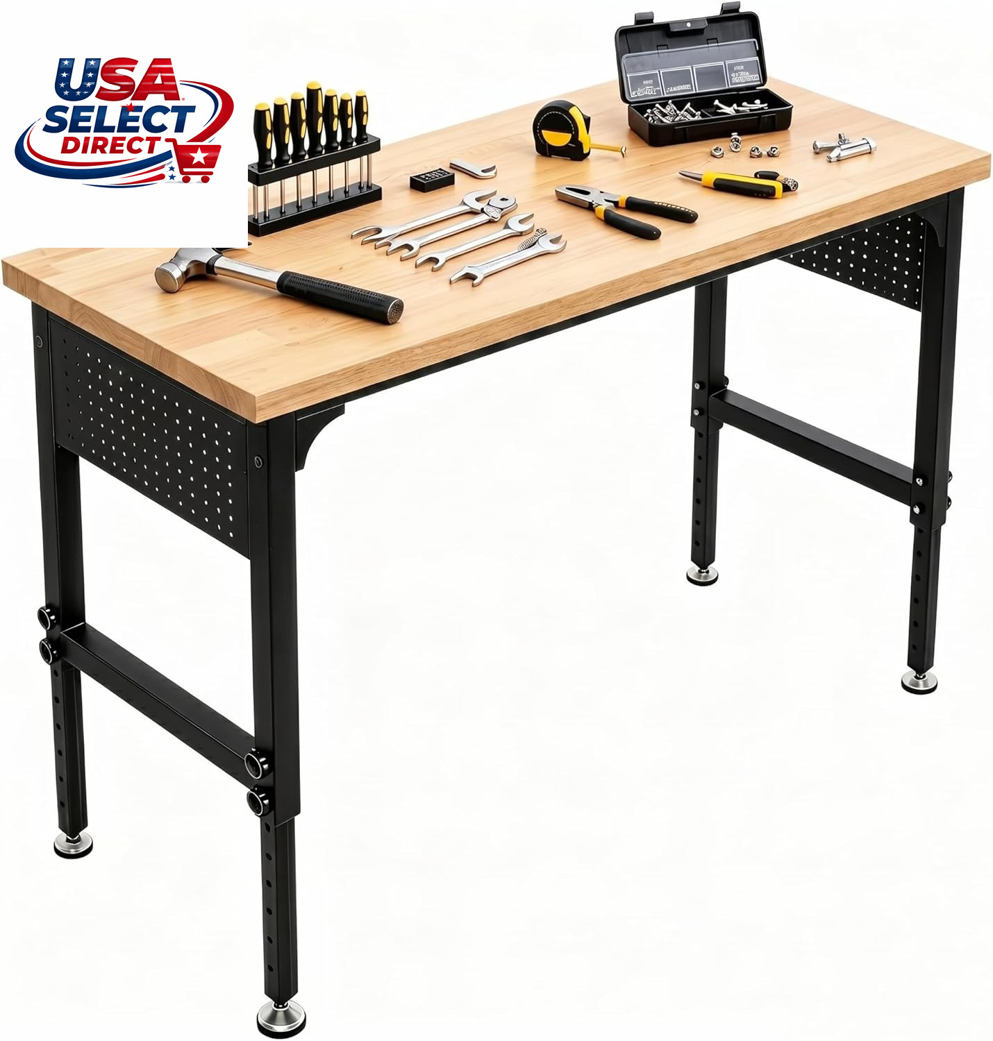 60" Heavy-Duty Garage Workbench, 2300LBS Capacity Work Table with Power Strip, W
