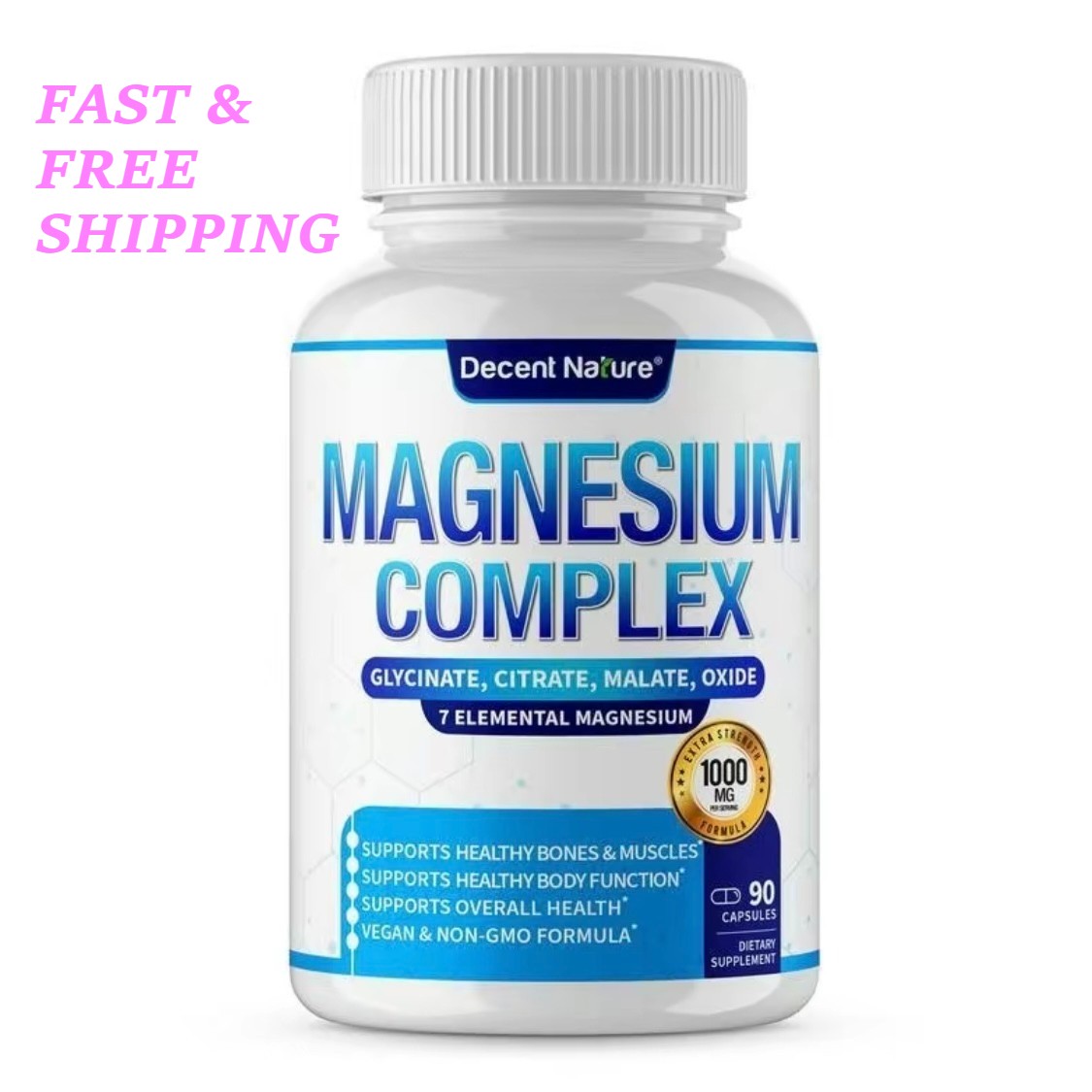 Decent Nature Magnesium Complex1000mg-7Elemental Magnesium Capsules