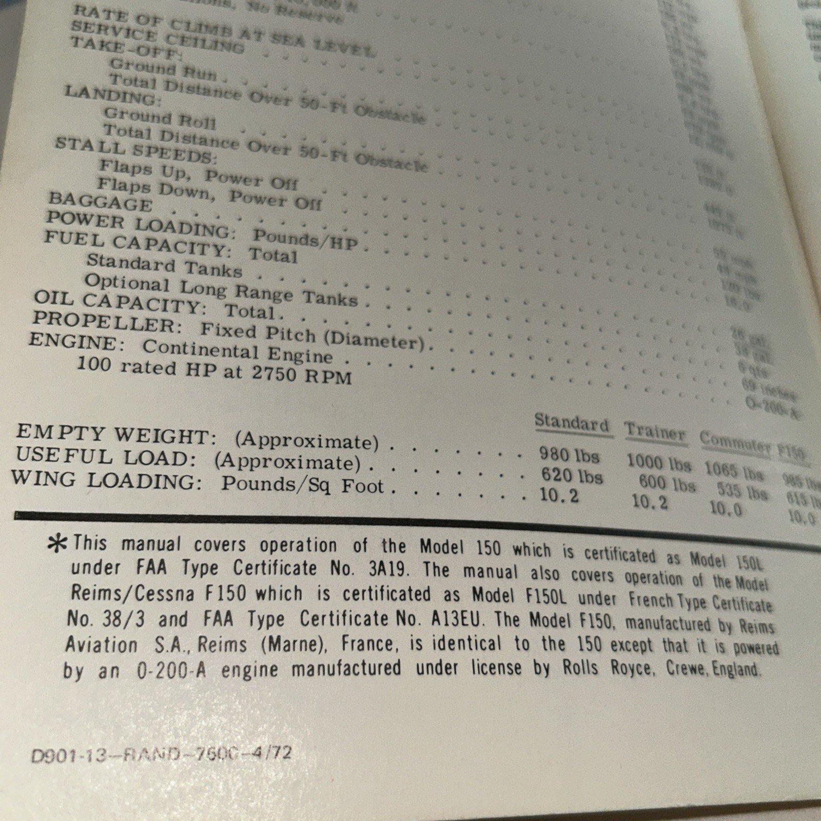 1972 Cessna 150 Owner's Manual
