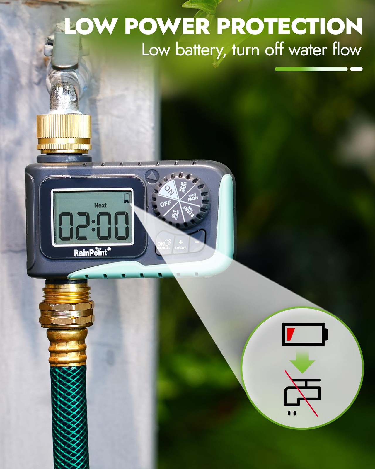 Rainpoint Sprinkler Timer Brass Programmable Hose Timer For Garden Soaker Hose