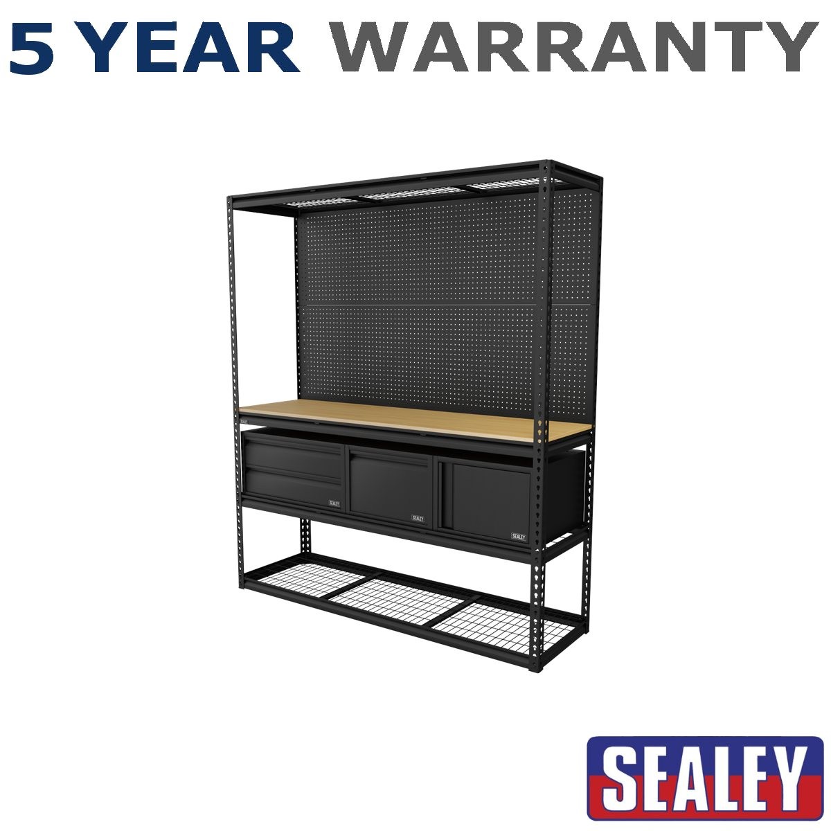 Sealey Heavy-Duty Modular Workbench & Racking Kit with 3 Storage Units