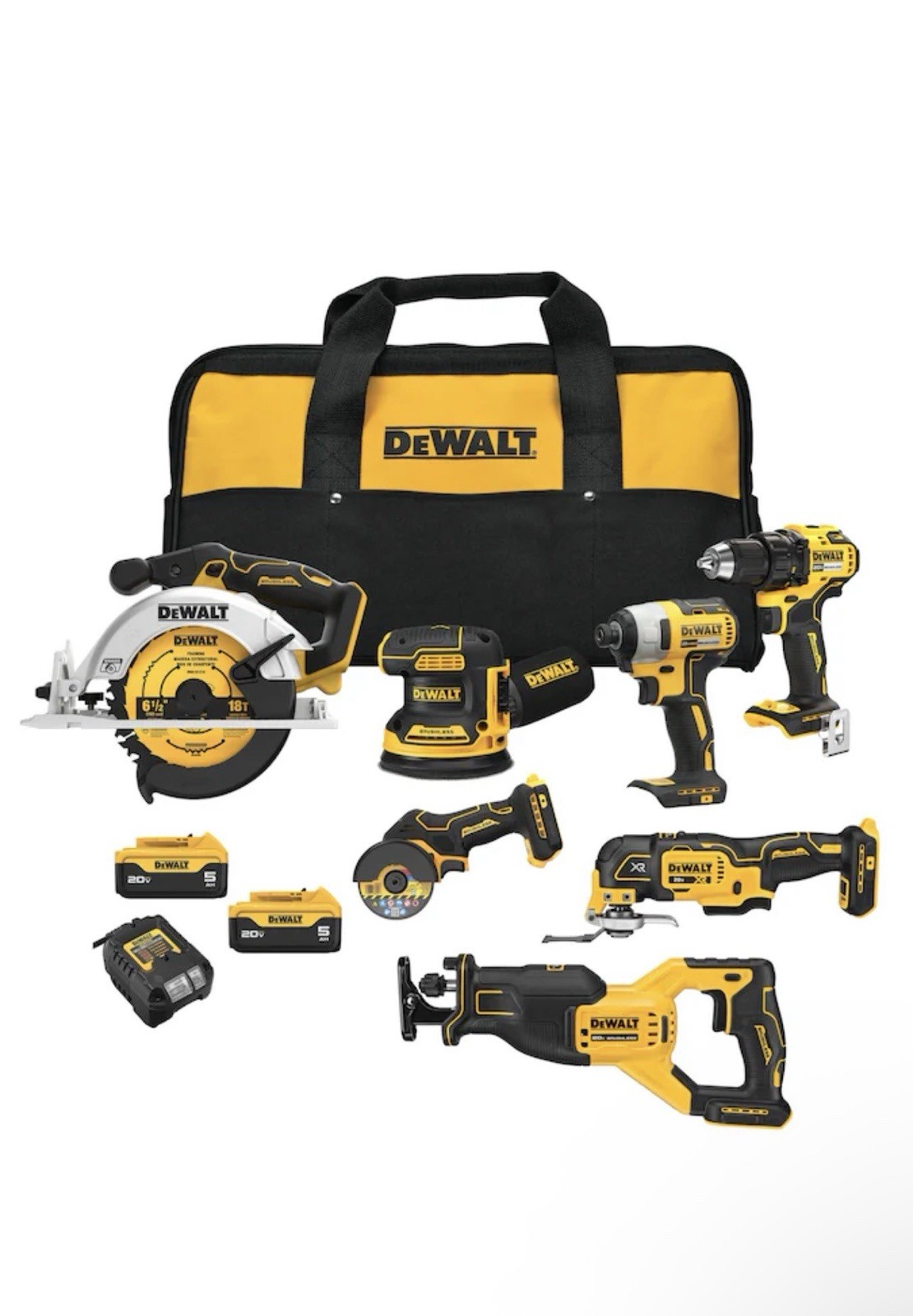 DEWALT DCK730P2 20V MAX XR 7-Tool Brushless Combo Kit 2x5Ah Batt/ FAST SHIP ✅🚛