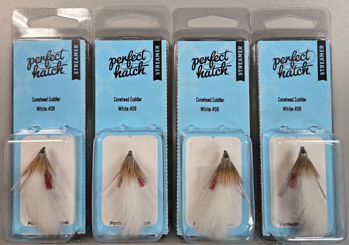 4-Perfect Hatch PHFLY1613-08P Streamer- ConeHead Zuddler White