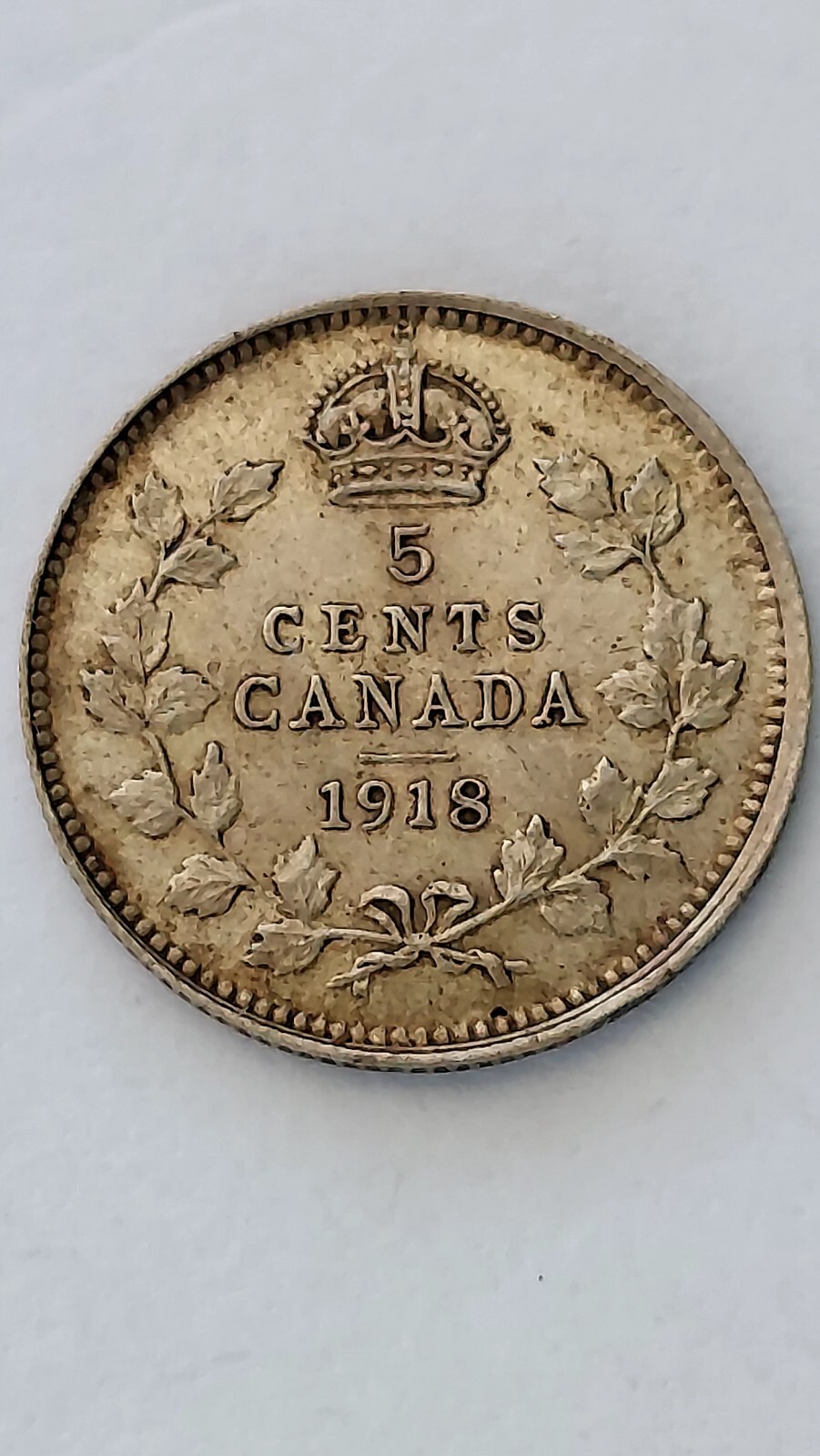 1918 Canada Five Cent Silver, George V