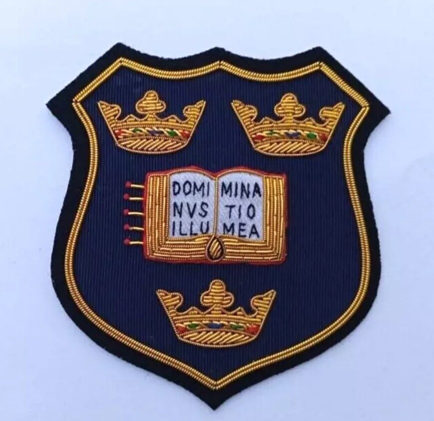 Oxford University hand Embroidered Bullion Wire Blazer Badge, Oxford Badge