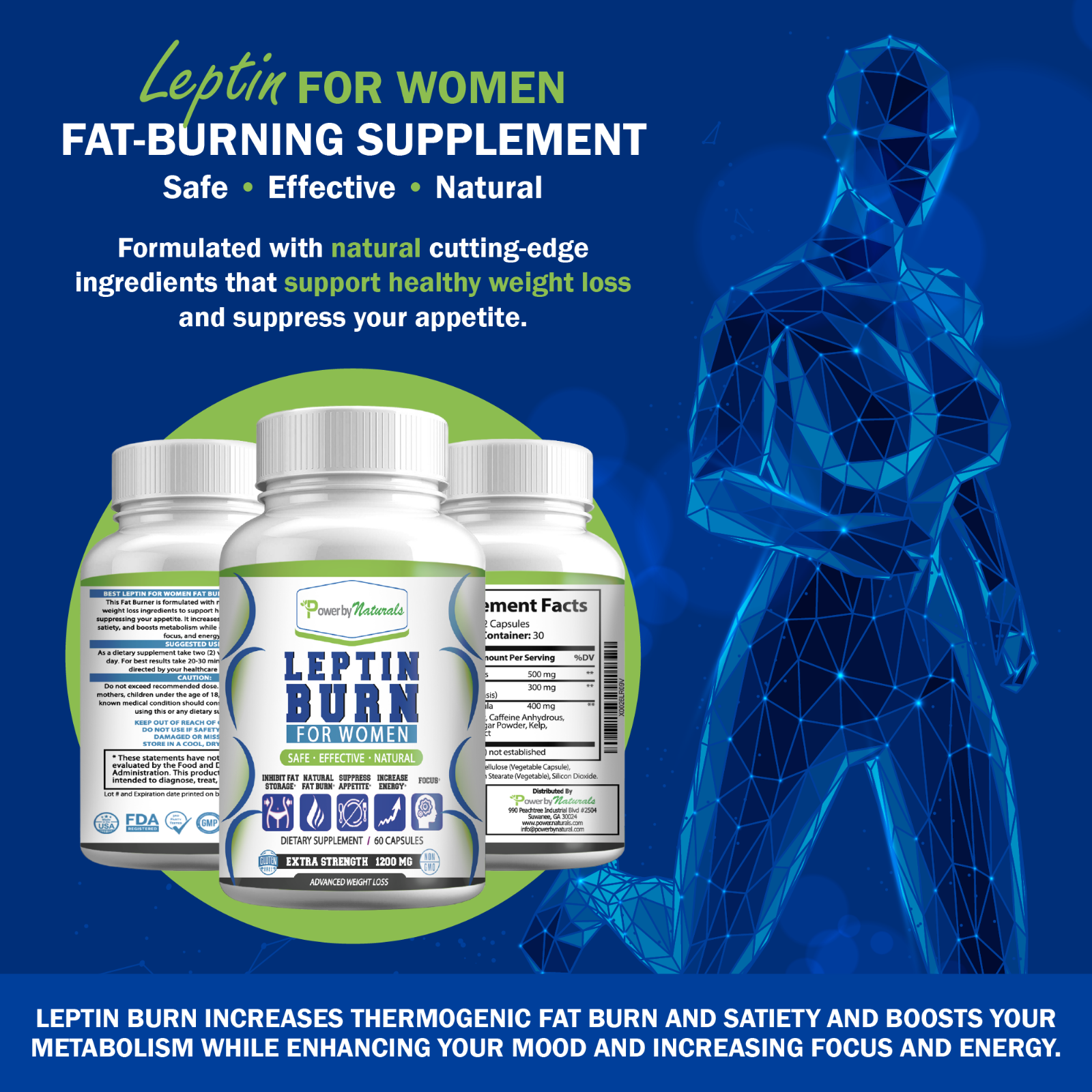 Leptin Burn for Women Diet Pills - Weight Loss, FAT BURNER, Appetite Suppressant