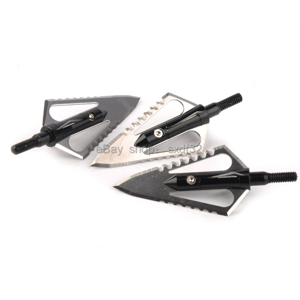 3/6/12Pcs 100Grain Bow 4 Sharp Fixed Blade Arrow Head Arrowhead Archery Shooting