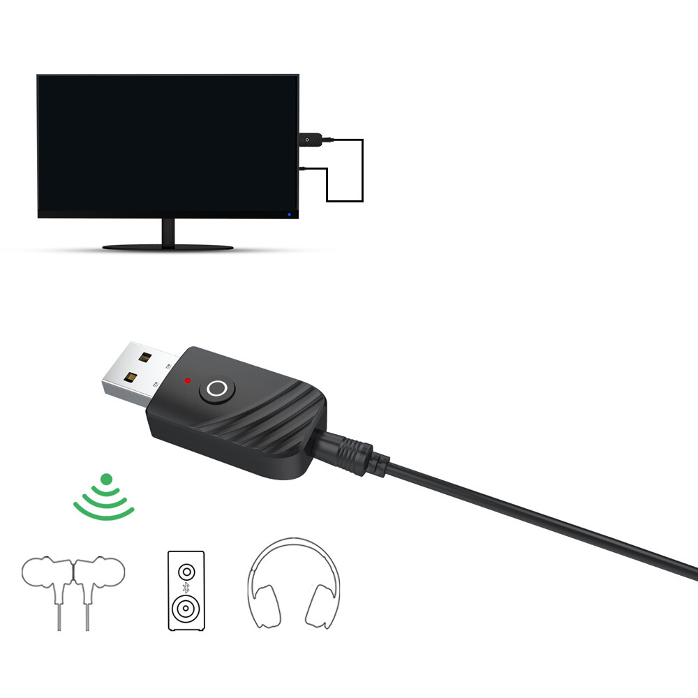 USB Wireless Bluetooth 5.0 Audio Transmitter Receiver 3in1 Adapter For TV PC Car