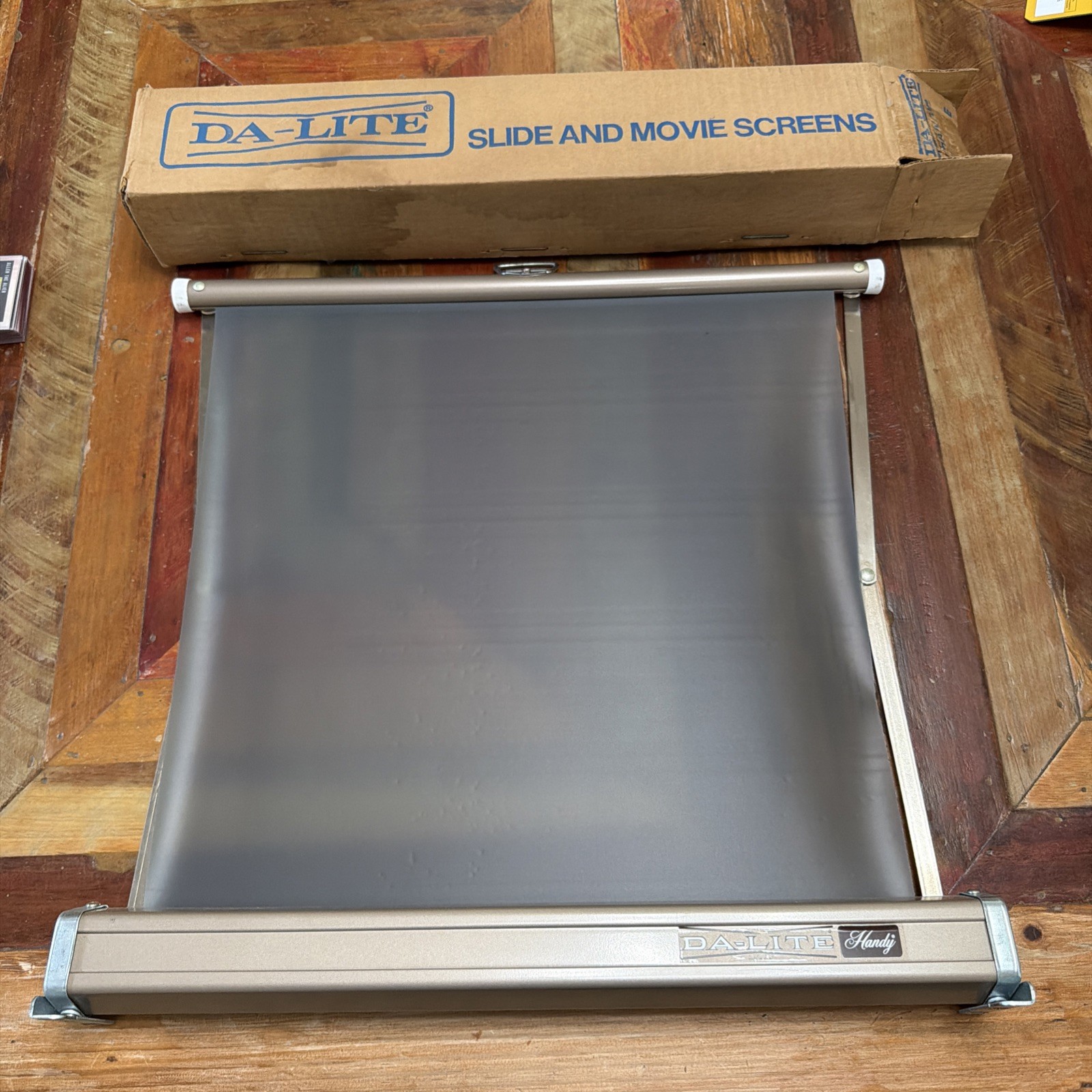 Vintage Da-Lite Handy Portable Projector Screen 18x18 Pull Up | Made In USA